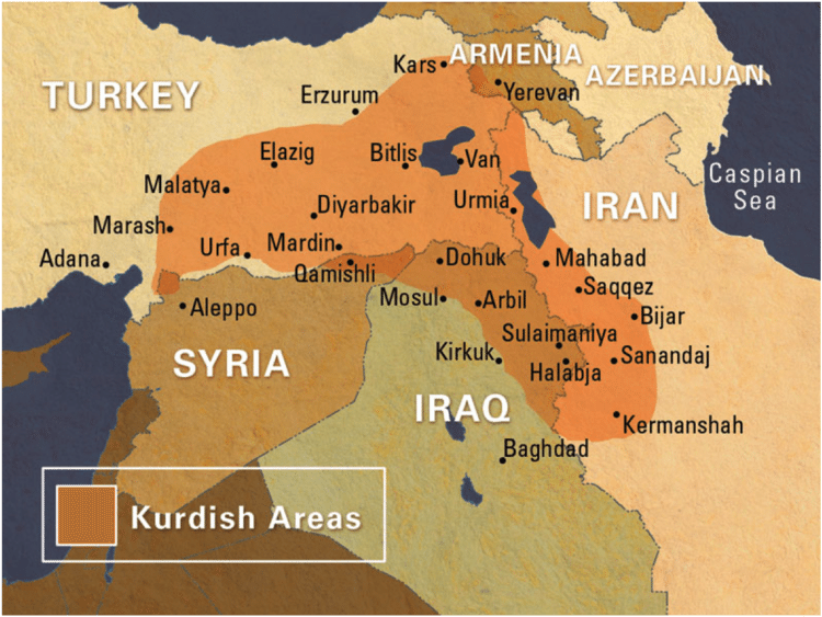 Карта курдистана в турции